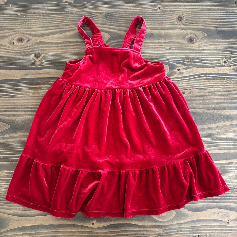 Girls Cat & Jack Red Velvet Ruffle Dress Size 4T